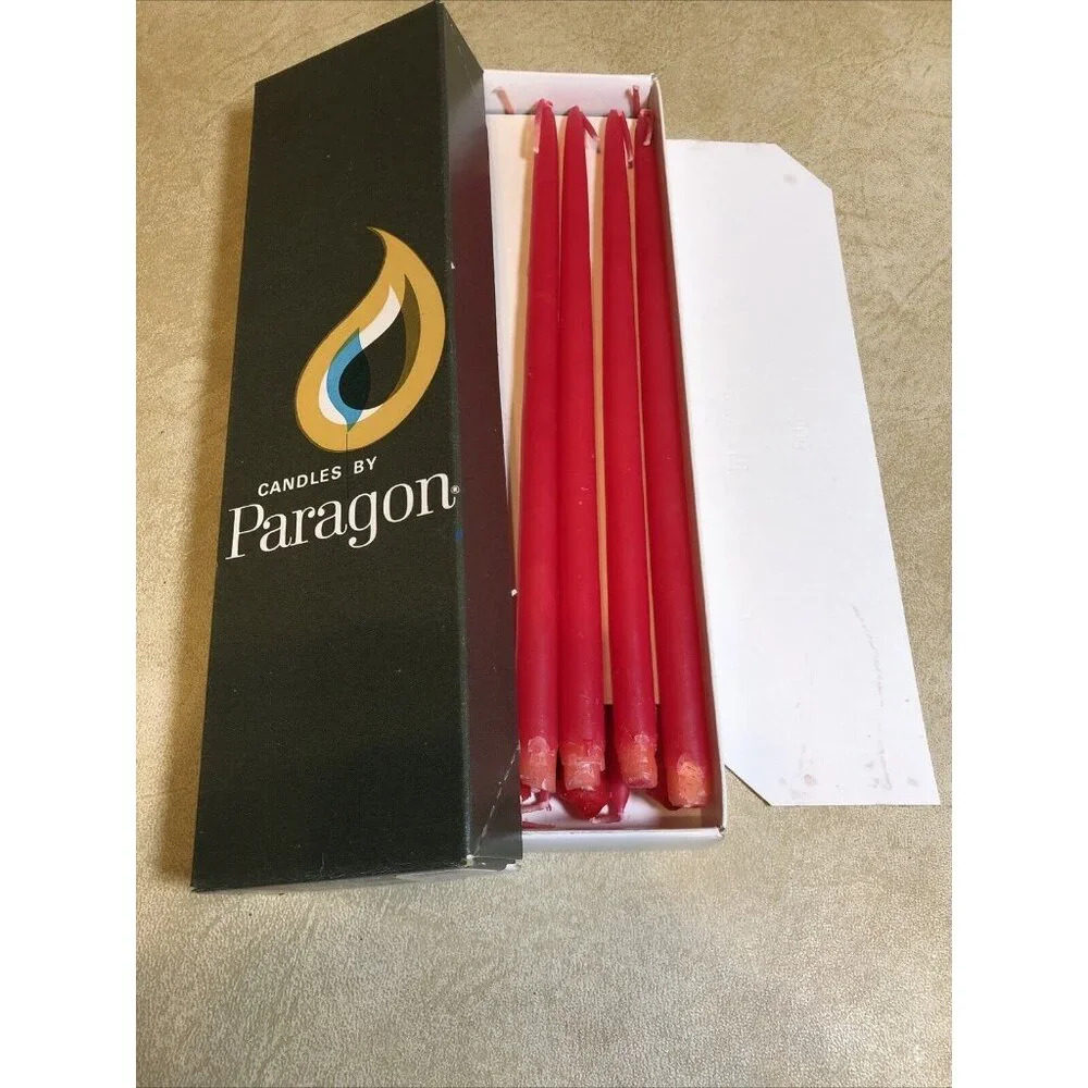 10 VINTAGE RED PARAGON  10" HAND DIPPED TINY‎ TAPERS BOXED HAND DIPPED